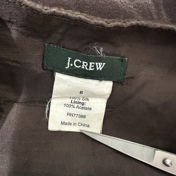 J Crew Silk Dress Women 6 Fit Flare Midi Brown Empire Waist Wedding Party Y2K - Picture 11 of 12